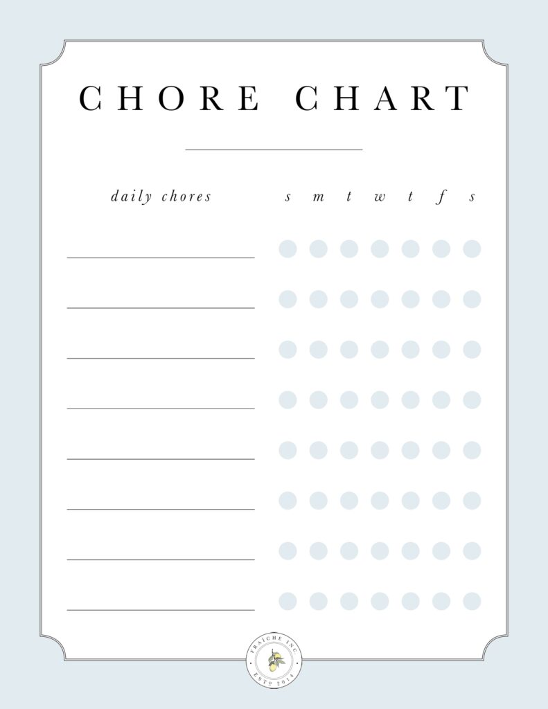 chore chart template pdf