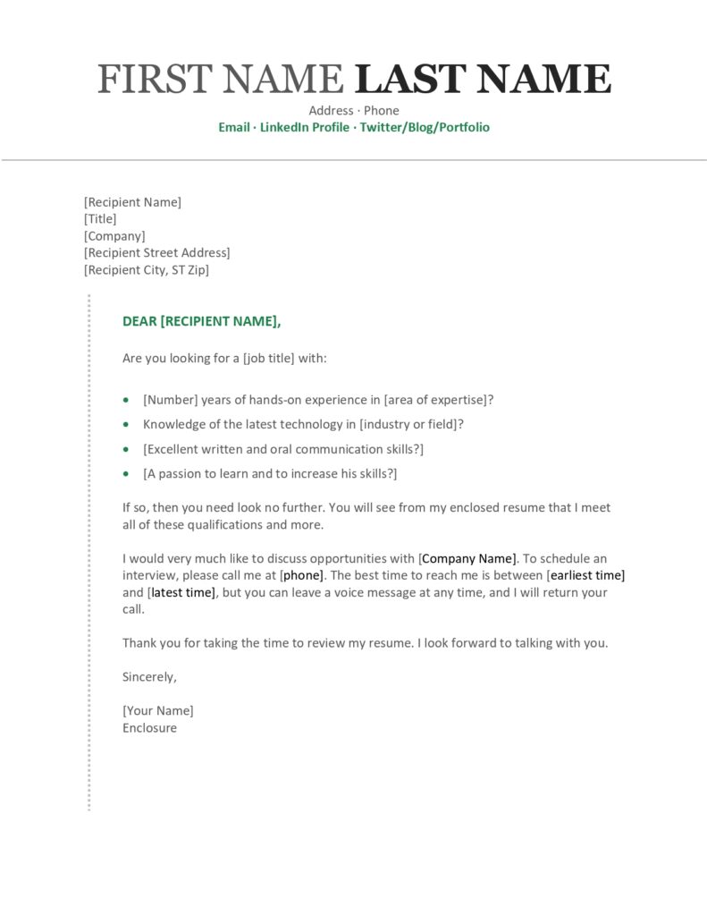 covering letter template word