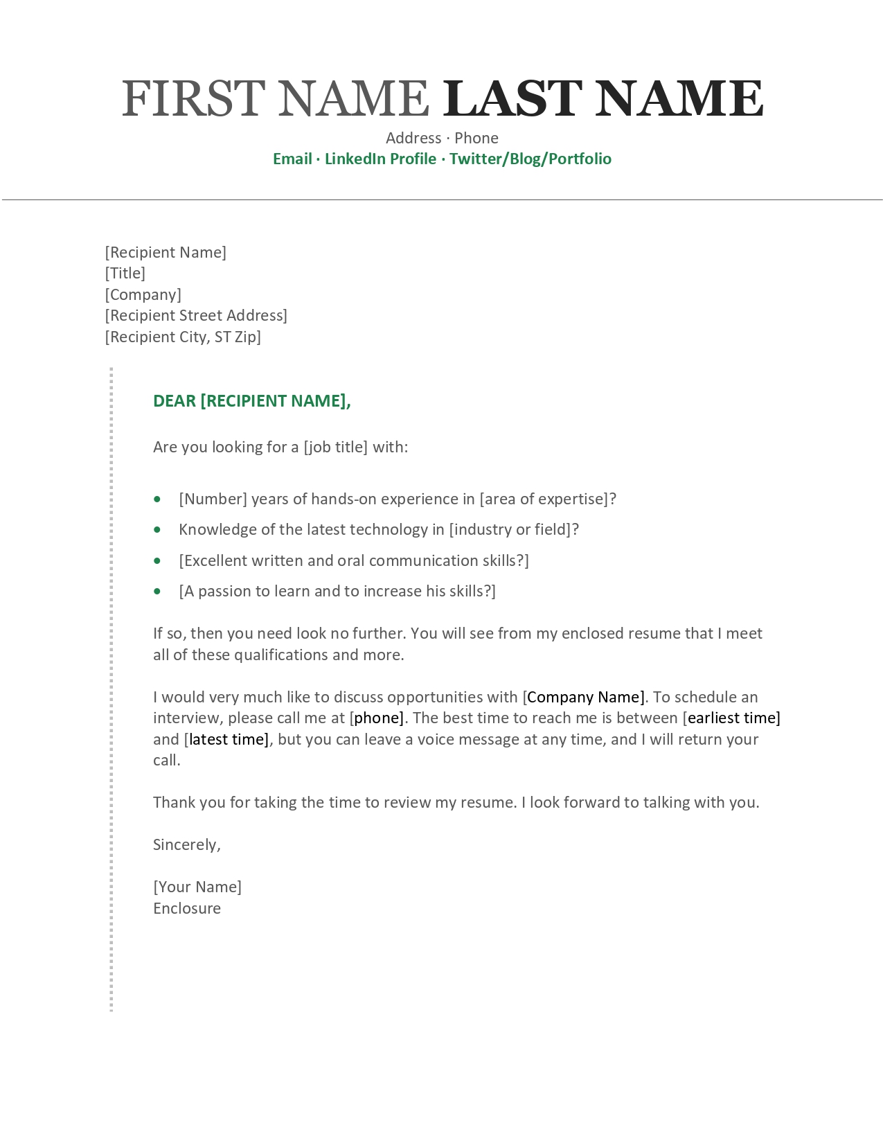 Covering Letter Template Word - Edutechspot