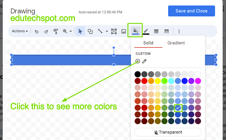 adding color to the shape in google drawing
