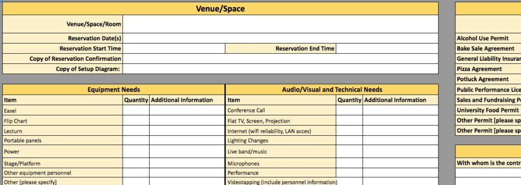 space reservation permits and contacts for fundraising event planning template