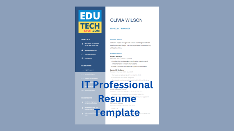 IT professional resume Template editable free