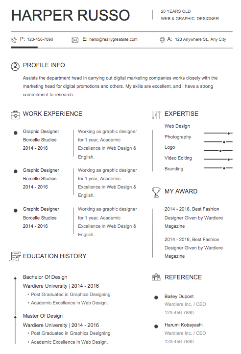 simple white and clean resume template