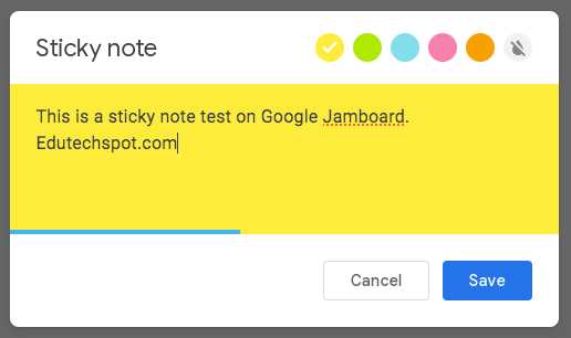 Google Jamboard sticky notes with colorful note - edutechspot.com