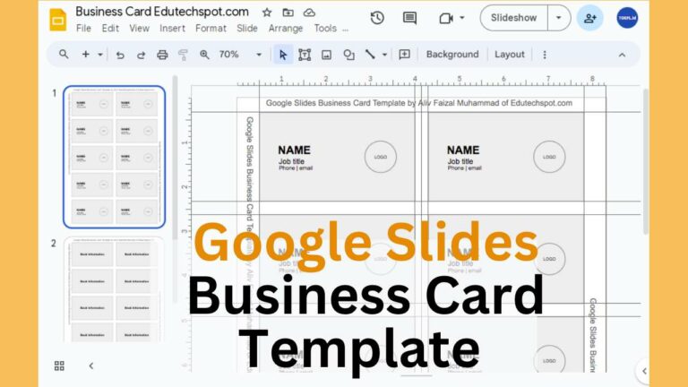 Google Slides Business Card Template front and back multiple cards print ready by edutechspot.com