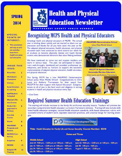 physical education newsletter template public school