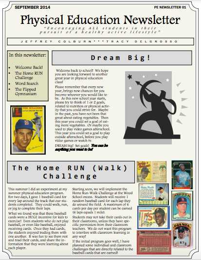 physical education newsletter template summer