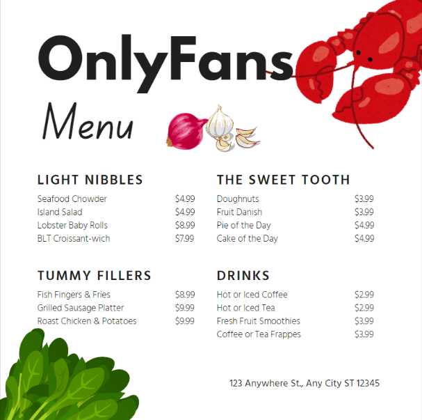 FREE OnlyFans Menu Template Ideas with Neat Price List